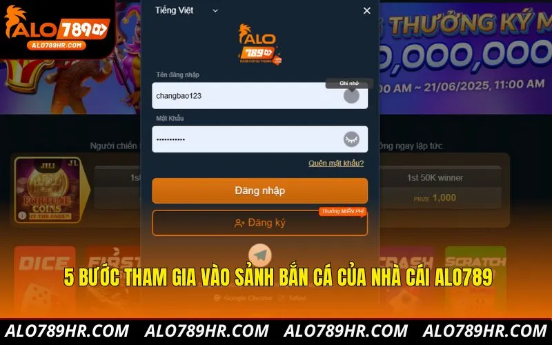 5 bước tham gia vào sảnh bắn cá của nhà cái ALO789